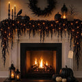 Halloween Garland with Lights Black Vine Mantel Decor (1.8M) Spooky Lighted Design Creates A Dark Holiday Atmosphere For Mantels, Stairs, Doors And Party Spaces.