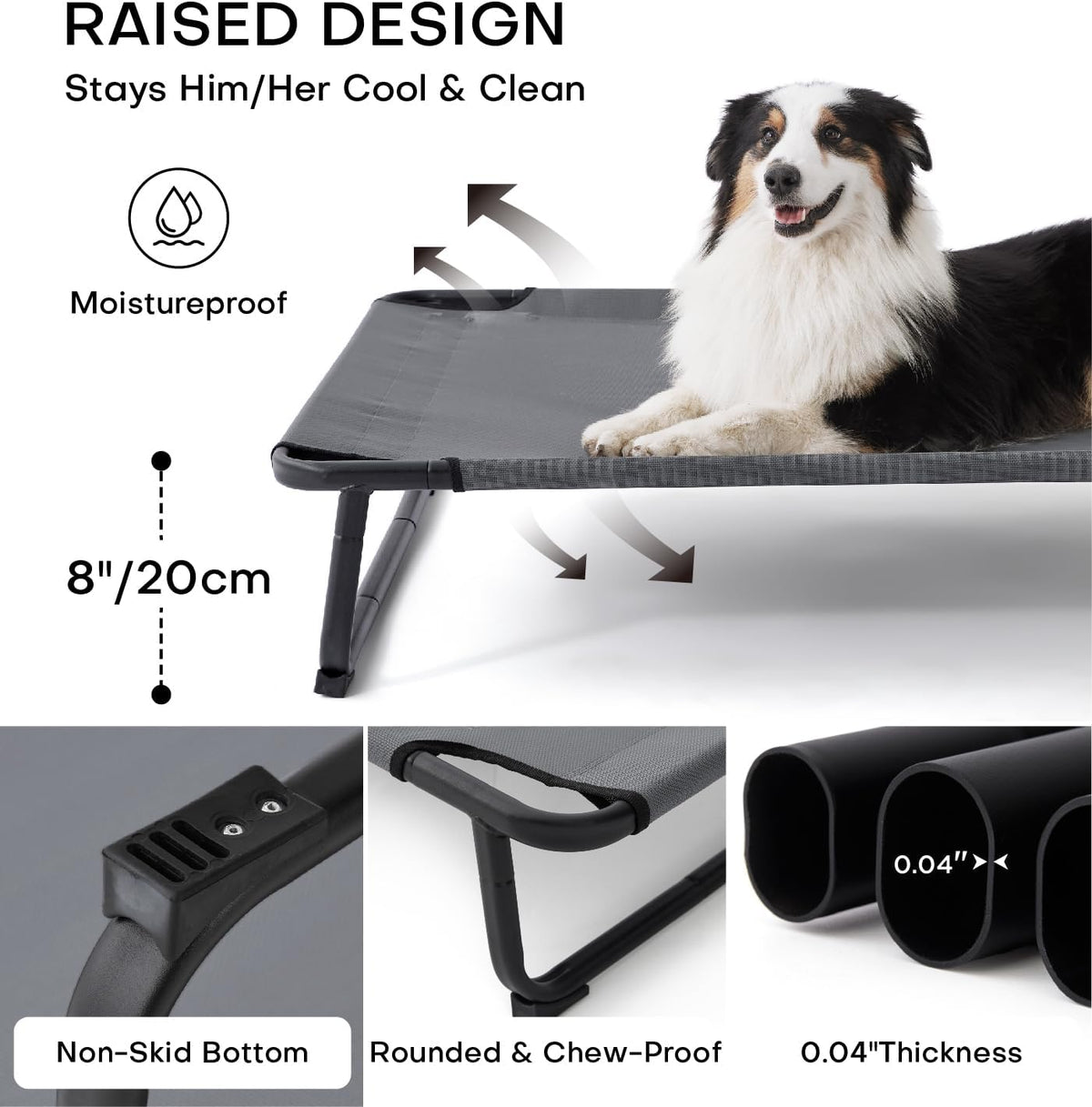Made4Pets Elevated Dog Bed, 42 x 28" Raised Cot for Large Do