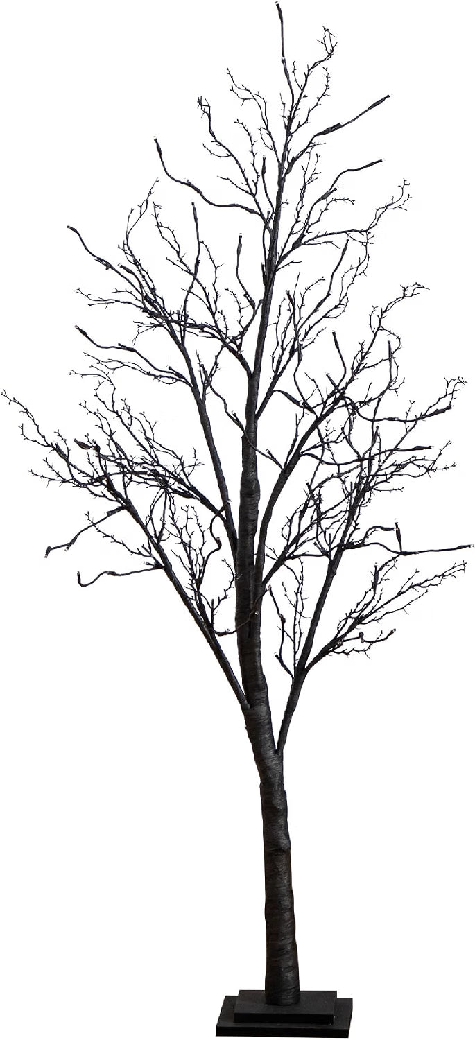 5ft. Pre-Lit Halloween Deluxe Black Twig Artificial Fall Tree with 102 Orange and Purple LED Lights