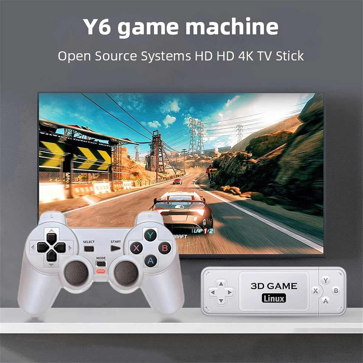 WUYJTIF Y6 4K Retro Gaming Console 128G 10000+ Games Wireless Controller