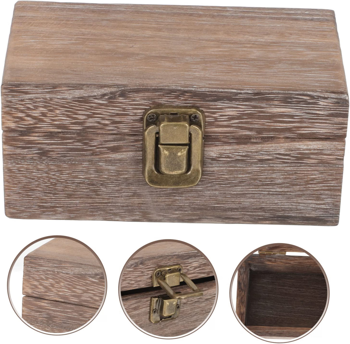 Wooden Jewelry Storage Box Rectangular Decorative Organizer for Rings Necklaces Earrings Vintage Charcoal Color Gift Packing for Home and Bedroom