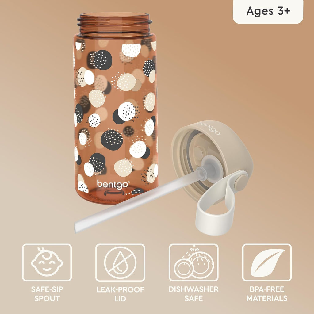 Kids Water Bottle, Replacement Straws Set, Leak-Proof, 15 oz