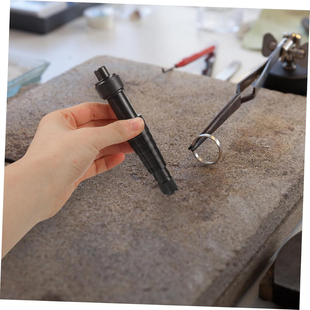 Ring Stretcher Ring Size Adjustment Tool for Travel, Metal Black Portable Ring Sizing Tool, Corrects Shape and Enlarges Bands, Compact Black Metal Design for Travel