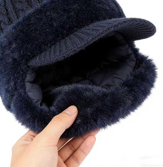 Trapper Hat, Blocking Knitted Hats, Warm Knitted Trapper Hat with Ear Flaps for Men & Women