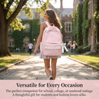 Coquette Backpack Light Yellow Lace Backpack With Bow Accessories, Cute Kawaii Daypack For Laptop, Polka Dot Design (Pink)
