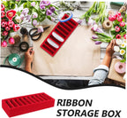 Ribbon Storage Organizer Box Xmas for DIY Handmade Flowers Portable Lightweight Design, Large Capacity, Density Board and Lint Build, Red Craft Supply Storage