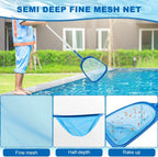 Pool Skimmer Net, Swimming Pool Cleaning Kit, Vacuum Cleaner Bottom Brush Mesh Leaf Bag Semi-deep Skimmer Net & Adjustable 47-61in Pole