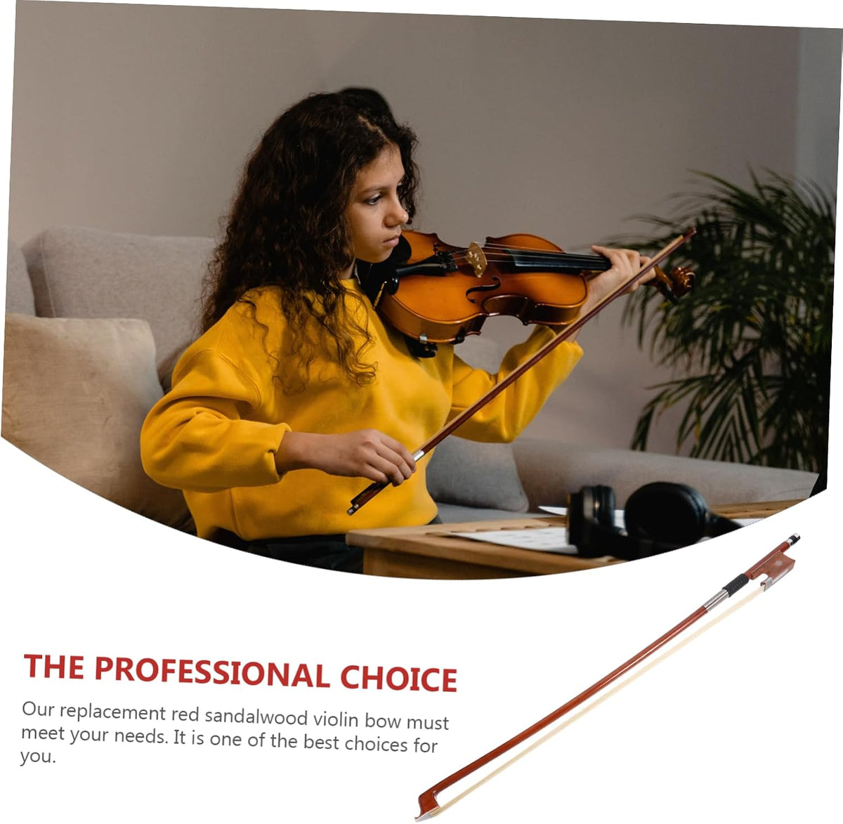 Violin Bow with Horse Hair Student Violin Bow Red Sandalwood Comfortable Use Great and Practice
