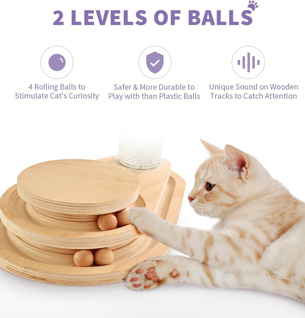 Made4Pets Kitten Scratching Post, Indoor Cat Toy with Ball Track