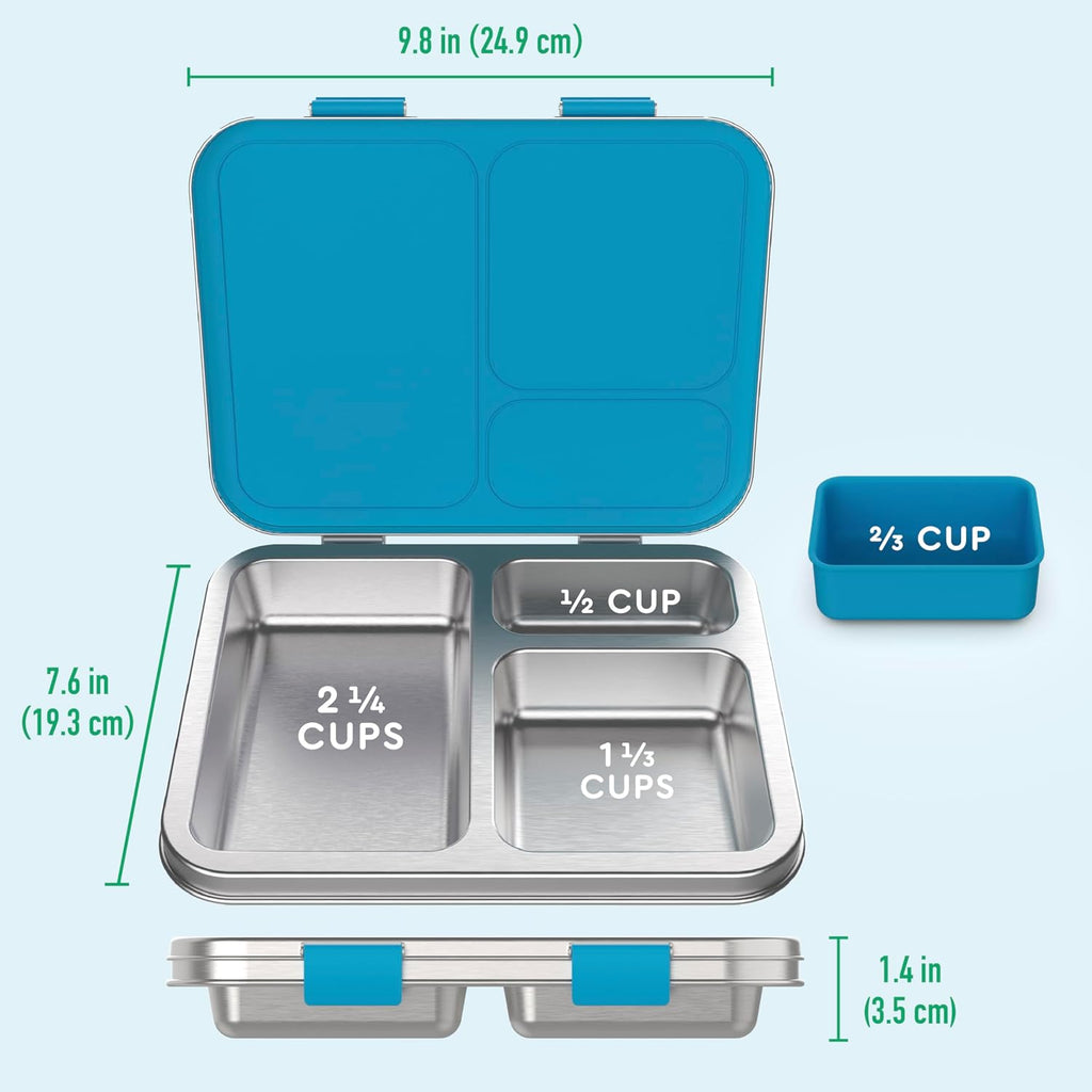Kids Stainless Steel Lunch Box and Water Bottle Set (Dinosaur)
