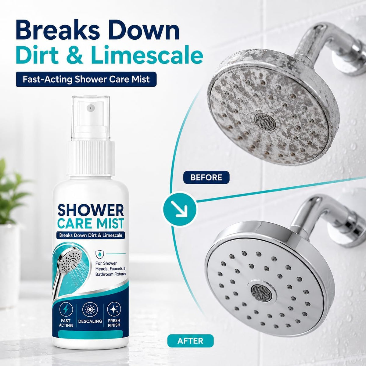 Fast-Acting Shower Limescale Remover Spray, Shower Care Mist, 50/100ml (100ML)