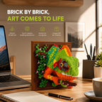 3D Chameleon Sculpture Kit, Colorful Micro Building Bricks Wall Art Decor