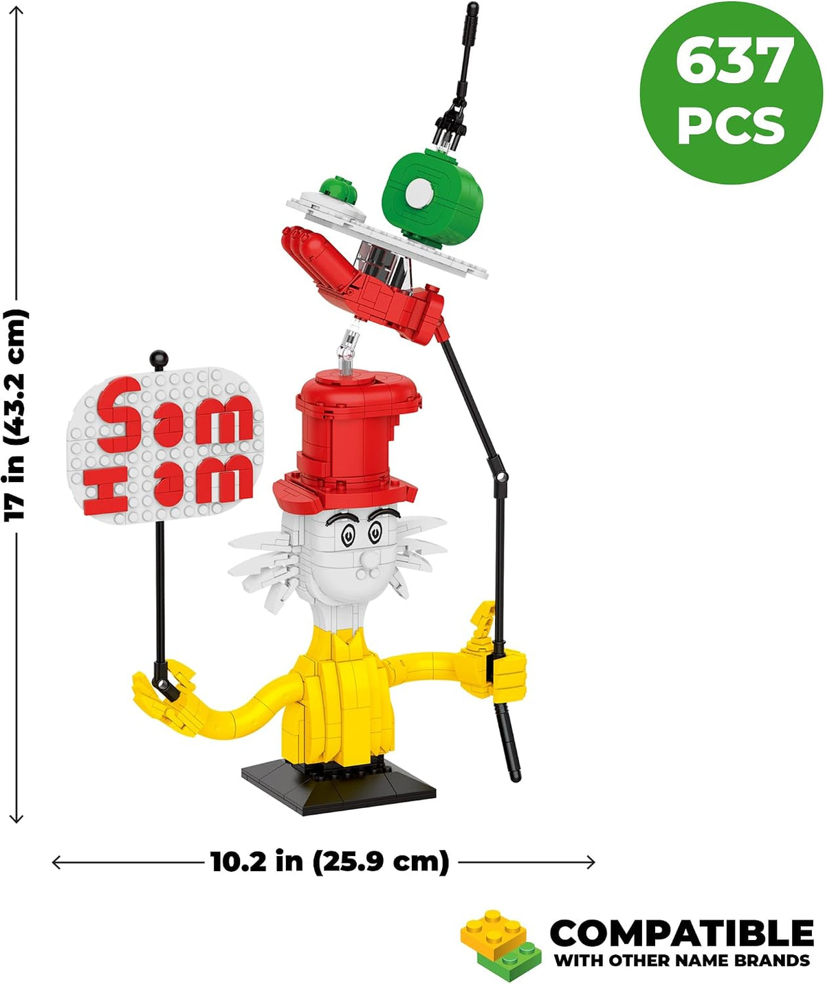 Dr. Seuss Sam-I-Am Green Eggs & Ham Building Set, 637-Piece Collectible Decor