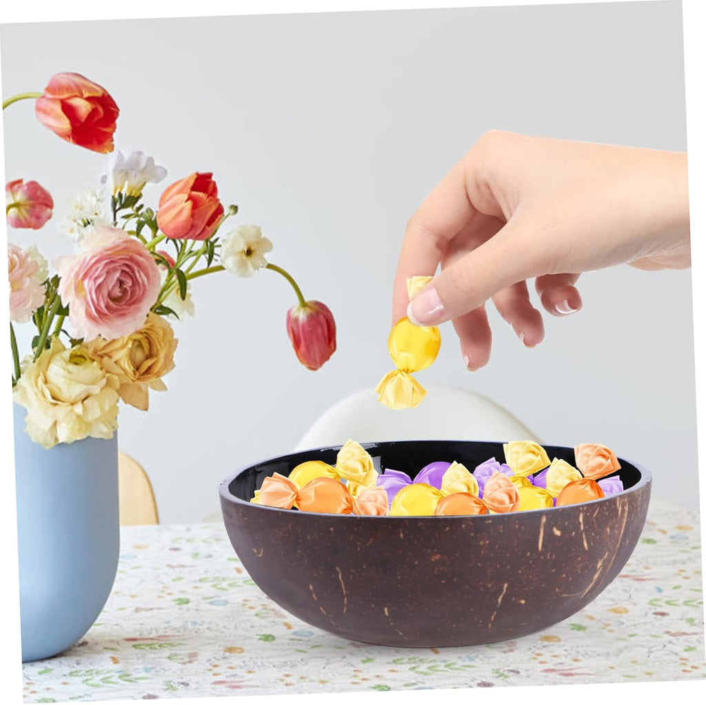 Natural Coconut Shell Bowl Handcrafted Storage Bowl for Candy Nuts and Fruits Decorative Key Keeper and Lightweight Design Pattern