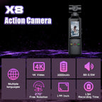 X8 4K Vlogging Camera, WiFi Pocket Camera with Rotatable Lens