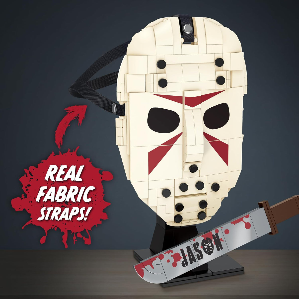 Jason Universe Hockey Mask Building Kit, 311-Piece Horror Collectible with Display Stand