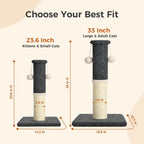 Made4Pets Tall Cat Scratching Post, 33" Sisal & Carpet Scratcher