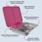 Kids Stainless Steel Leak-Resistant Lunch Box, 3 Compartments