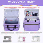 Sewing Machine Carrying Case with Multiple Storage Pockets Purple(Bag Only)