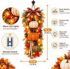 Fall Pumpkin Door Hanger with Lights, Thanksgiving Harvest Door Decor
