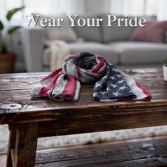 2 Pcs USA Flag Scarf Americana Stars and Stripes Patriotic Shawl for Men Women