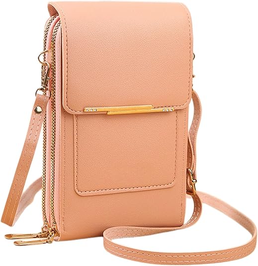 Touchscreen Phone Crossbody Bag, Anti Theft Leather Purse for Women, Compact Touchscreen Crossbody Wallet