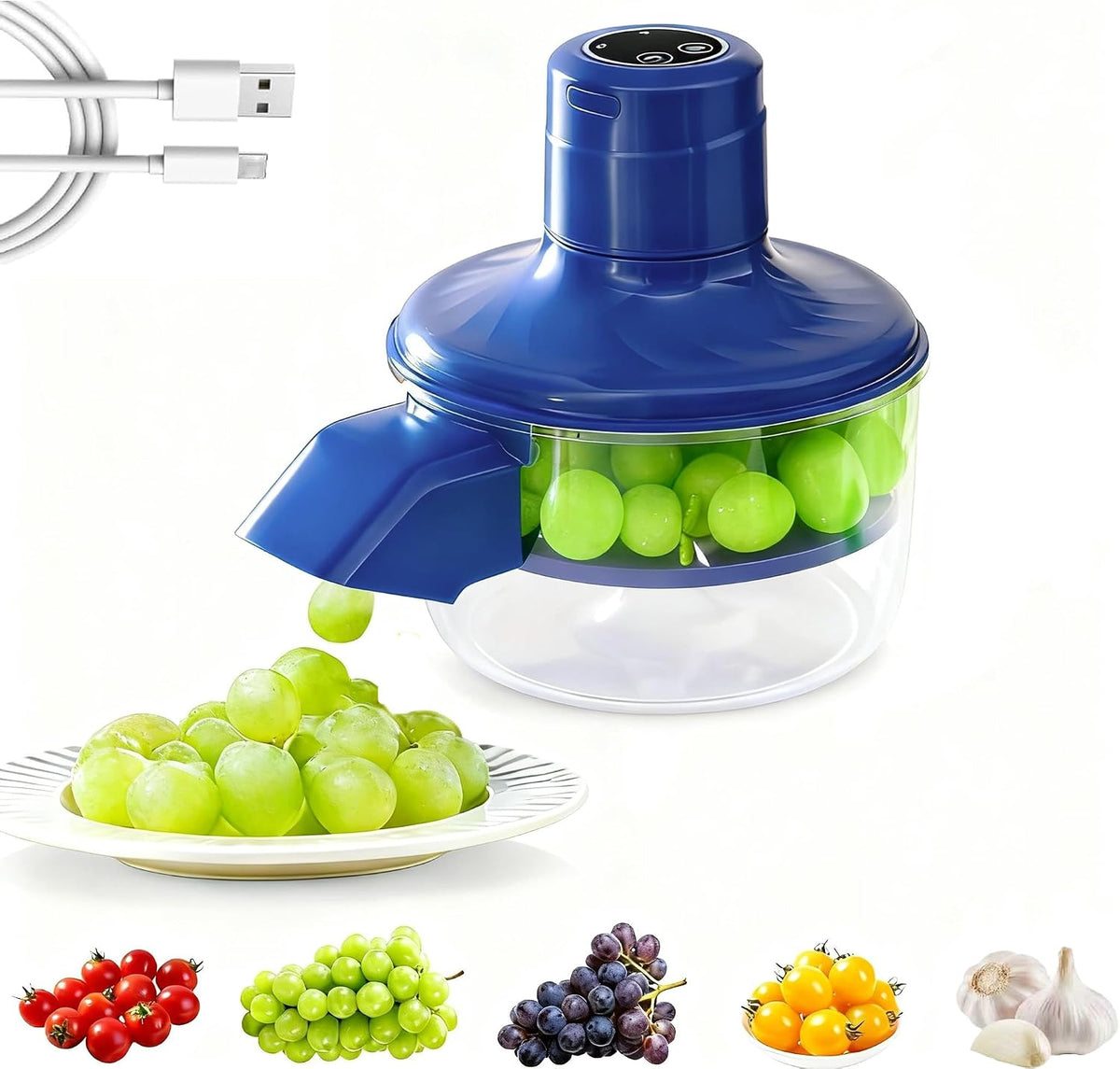 Automatic Grape Peeler Machine, Electric Fruit & Garlic Skin Remover for Home Kitchen