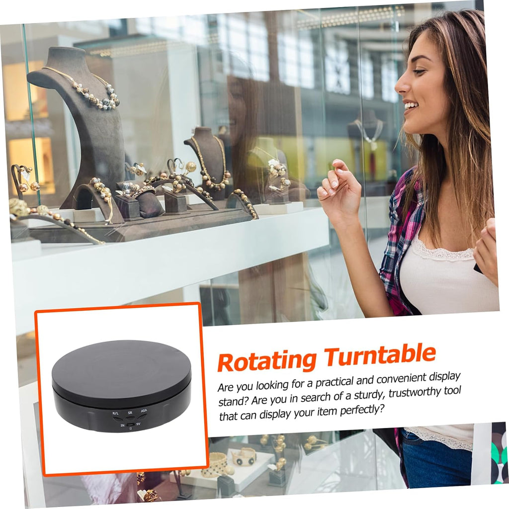 Intelligent Automatic Rotating Display Stand, ABS Black Motorized Turntable Stable Operation, Good Bearing Capacity, Easy to Operate, for Window Display and Advertising Use