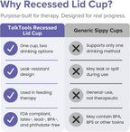 Recessed Lid Cup with Handles - Leak Proof | Promotes Oral Motor Skills, Lip Closure, and Self Feeding | Alternative to Sippy Bottle | Food Grade Materials | Dishwasher Safe (Light Blue)