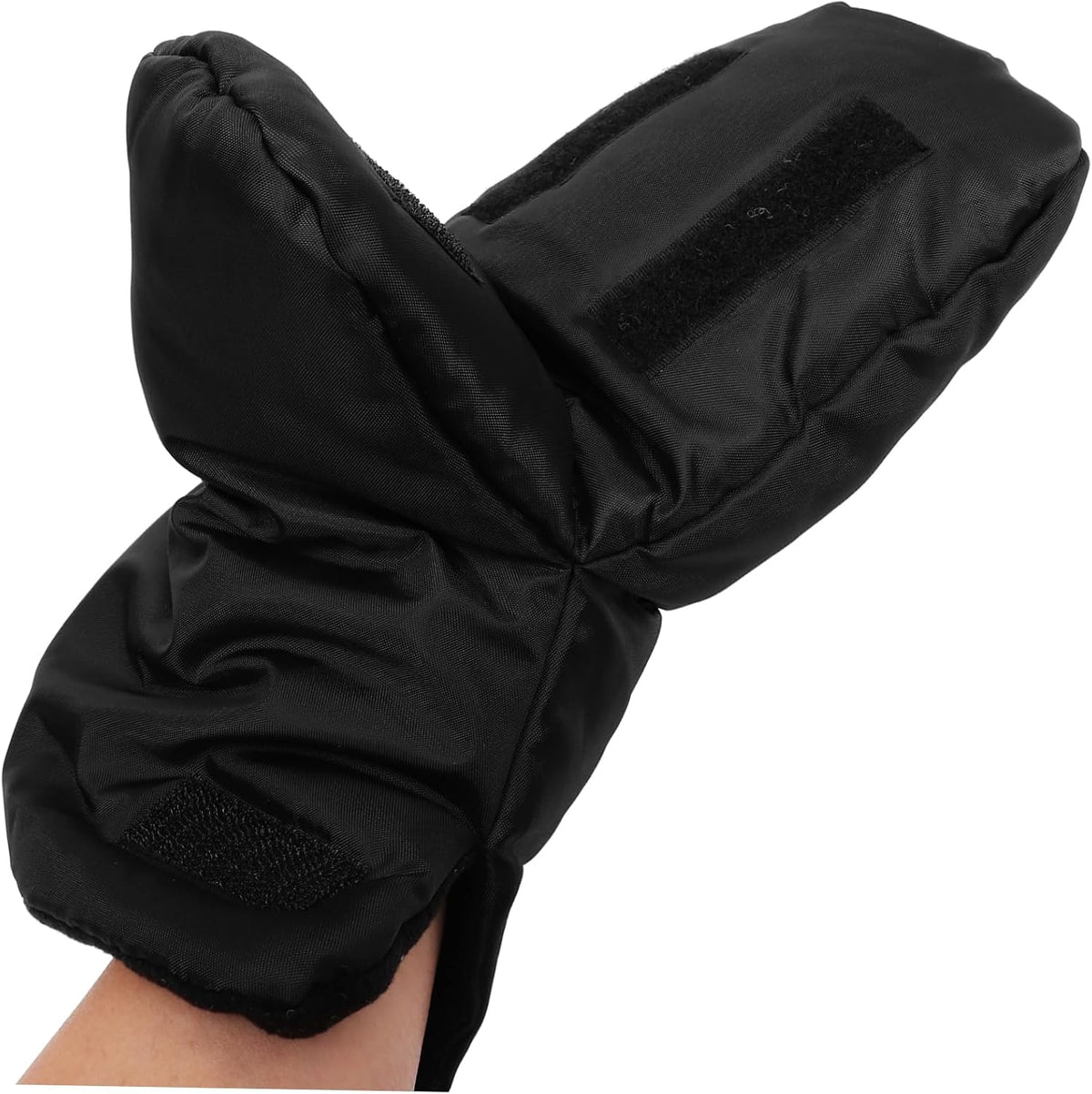 Insulated Stroller Mittens for Winter, Windproof Warm Gloves Xmas 1 Pair, Oxford Cloth Cotton Build, Black Finish, Outdoor Use, Men and Women, Sturdy Practical Design