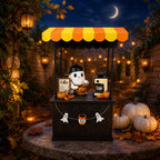 Halloween Ghost Coffee Cart Figurine, Cute Spooky Tabletop Decor