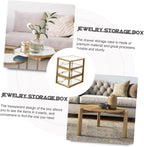 3-tier Jewelry Storage Box with Drawer Design, Golden Glass Alloy Closed Case, Tabletop Organization for Lip Gloss and Skin Care Bottles, Bathroom Counter or Office