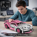 1:14 Pink Race Car Building Blocks, 1,144-Piece Supercar Model Kit