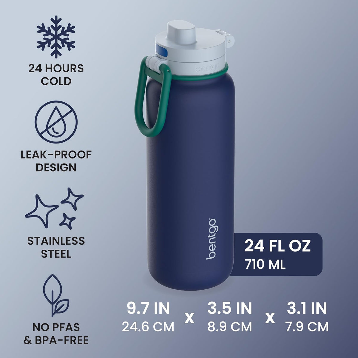Flip 2-in-1 Straw & Chug Leak-Proof Insulated Water Bottle, 24 fl oz