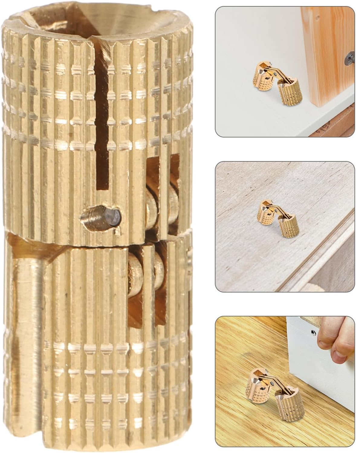 6pcs 6mm Brass Concealed Barrel Hinges for Jewelry Boxes and Small Furniture, 180 Degree Folding Covered Hinges with Dust-Resistant Surface, for DIY Hand Craft Cabinet Doors