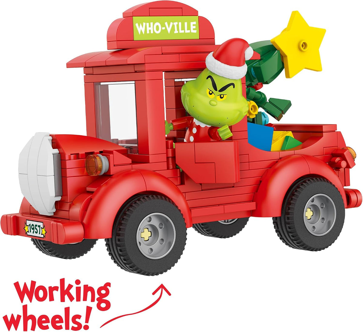 Dr. Seuss Grinch Truck Building Set, 300-Piece Christmas Collectible with Grinch Figure
