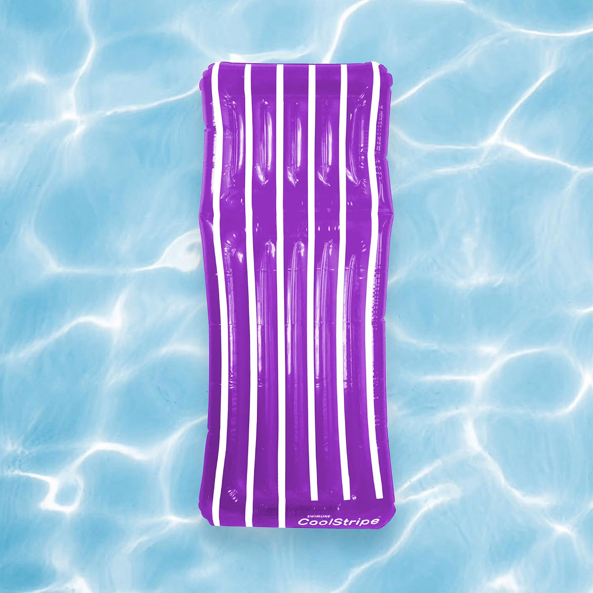 72" Inflatable Purple and White Cool Stripe Swimming Pool Mattress Float