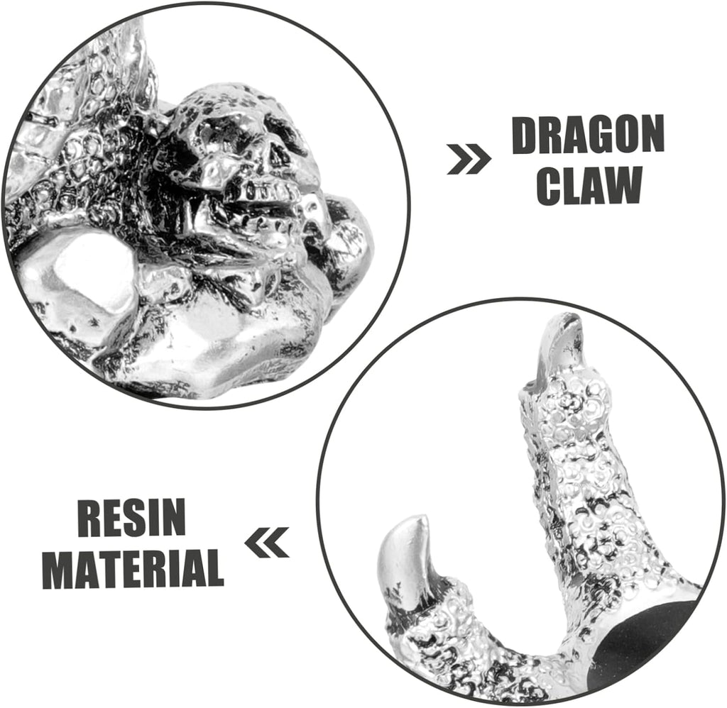 Dragon Claw Sphere Holder Resin Display Base for Crystal Ball Silver Finish, Flat No Burrs Design, Light Weight Build, Bedroom Table Accent