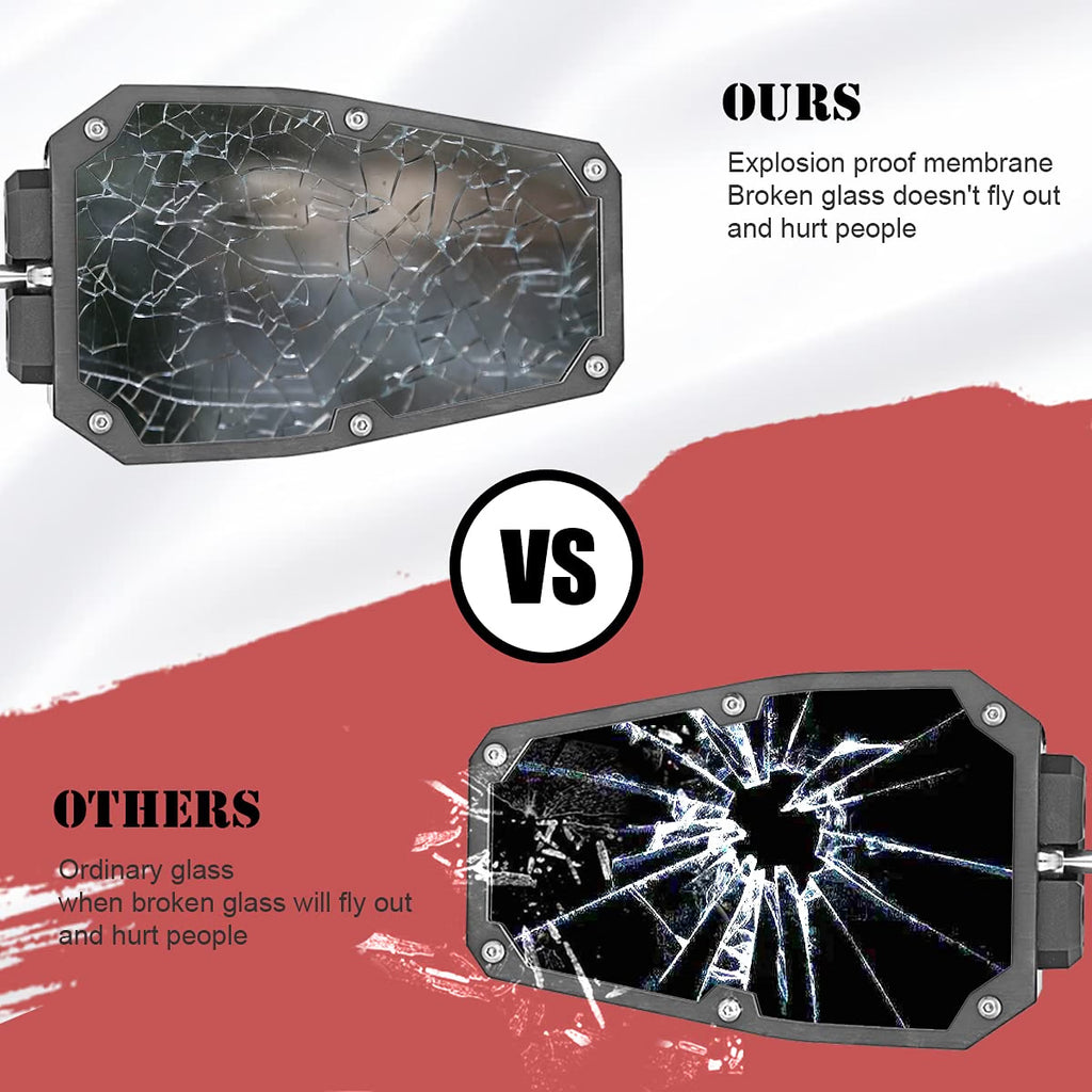 UTV Side Mirrors with Light For 1.75" - 2" Round Tube Roll Bar