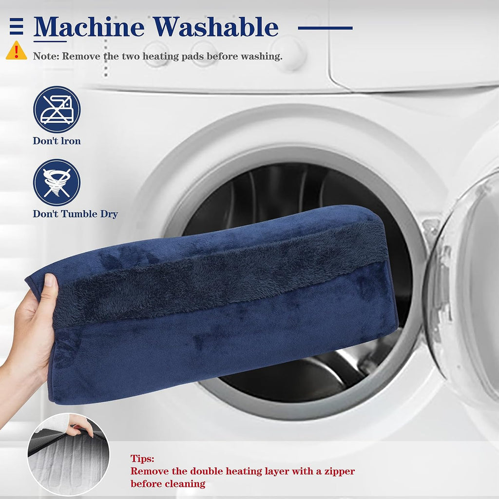 Double-Sided Electric Foot Warmer, LCD Display Foot Heating Pad, Navy
