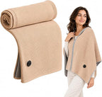 Heated Shawl, Wearable Heated Blanket with 8 Panels, 3 Heat Levels, USB 8 carbon-fiber heating panels in 4 center zones with 3 heat levels; requires a 5V/2A USB power source.