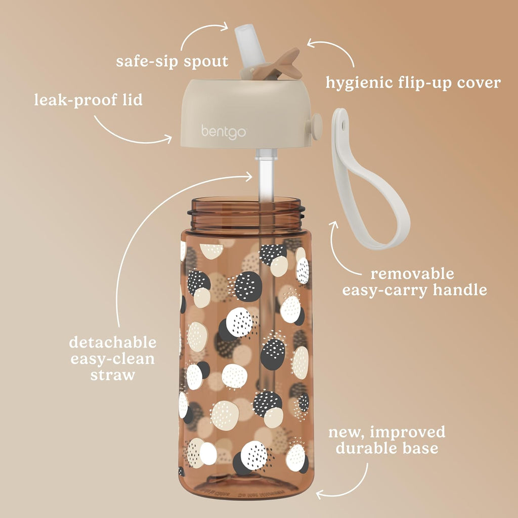 Kids Water Bottle, Replacement Straws Set, Leak-Proof, 15 oz
