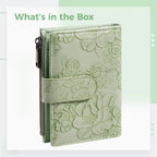 Light Green PU Leather Trifold Wallet for Women, RFID Blocking Purse with Card Slots & Coin Pocket