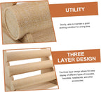 Bracelet Display Stand Multi Tier Tabletop Holder for Displays PVC Linen Wood Build, Beige Finish, Secure Platform for Collections, Versatile Use on Cases