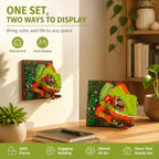 3D Chameleon Sculpture Kit, Colorful Micro Building Bricks Wall Art Decor