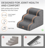 Made4Pets Dog Stairs Ramp, 15.7" 3-Step Foam Pet Steps, Grey