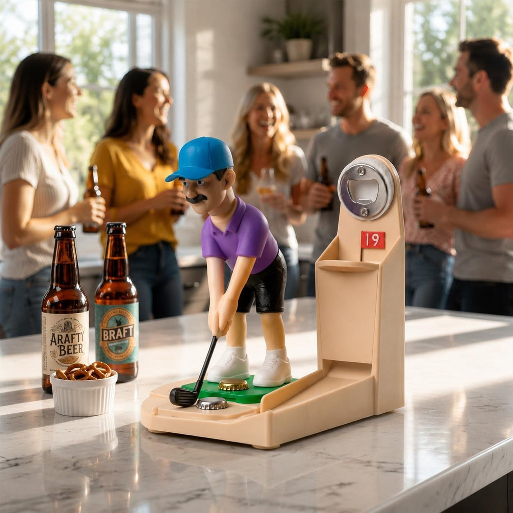 Fun Golf Bottle Opener Game with Cap Launcher for Home Bar