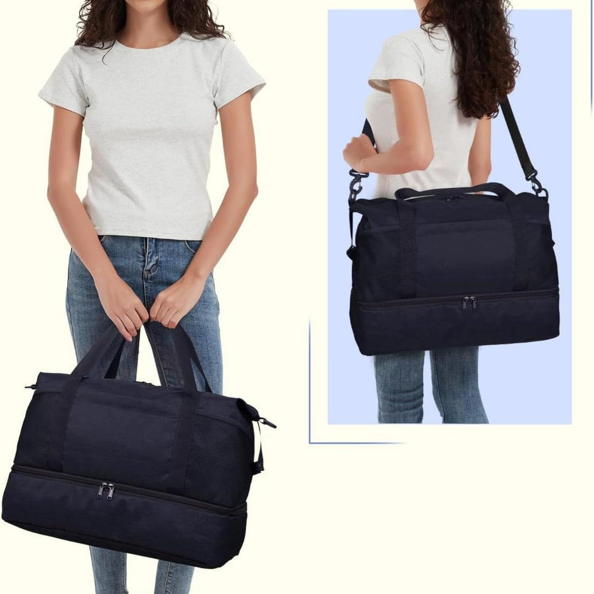 Personal Item Bag 18x14x8 Travel Duffel Bag, Underseat Carry On Luggage with Shoe Compartment