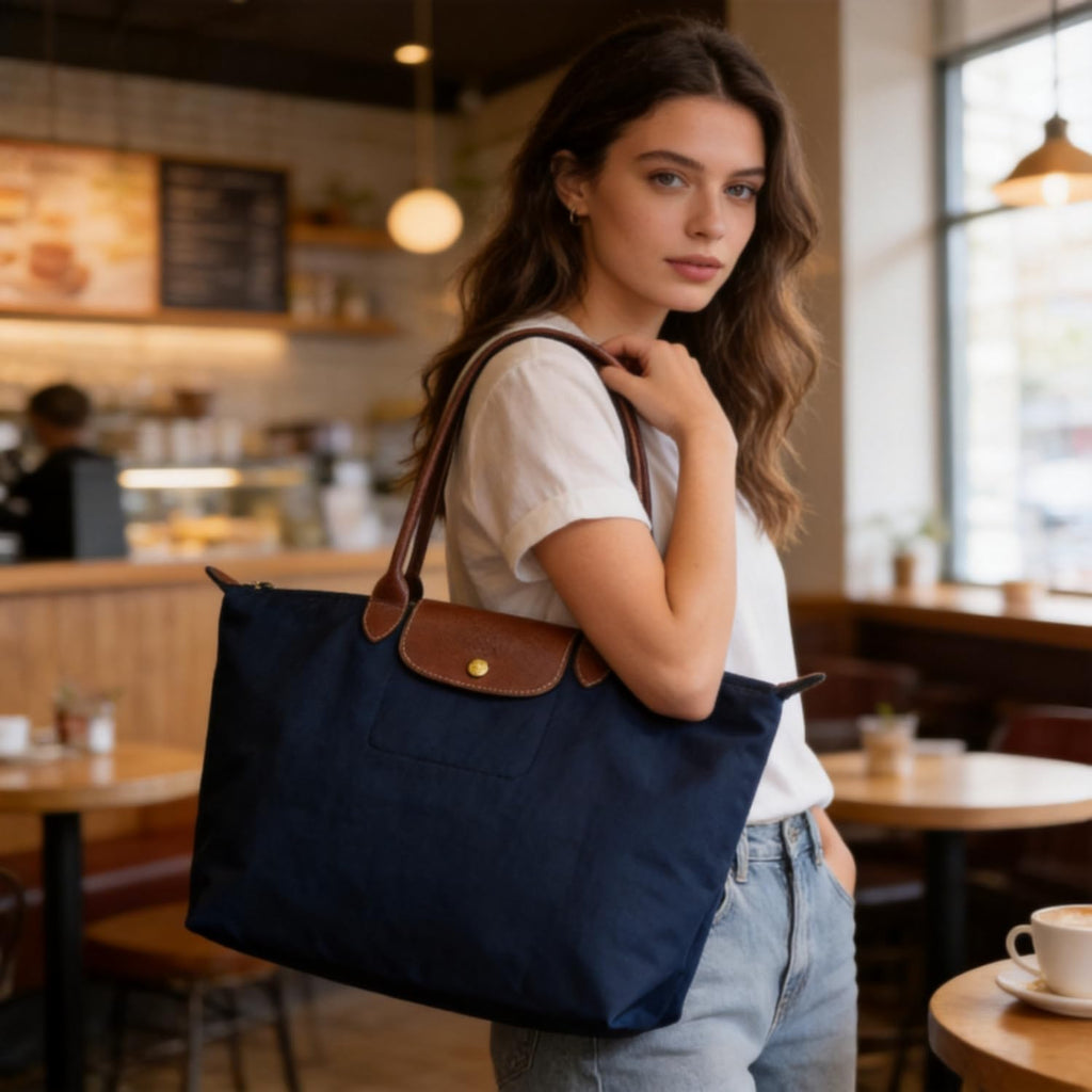 Nylon Tote Bag for Women – Water-Resistant Travel Shoulder Bag with Zipper Closure