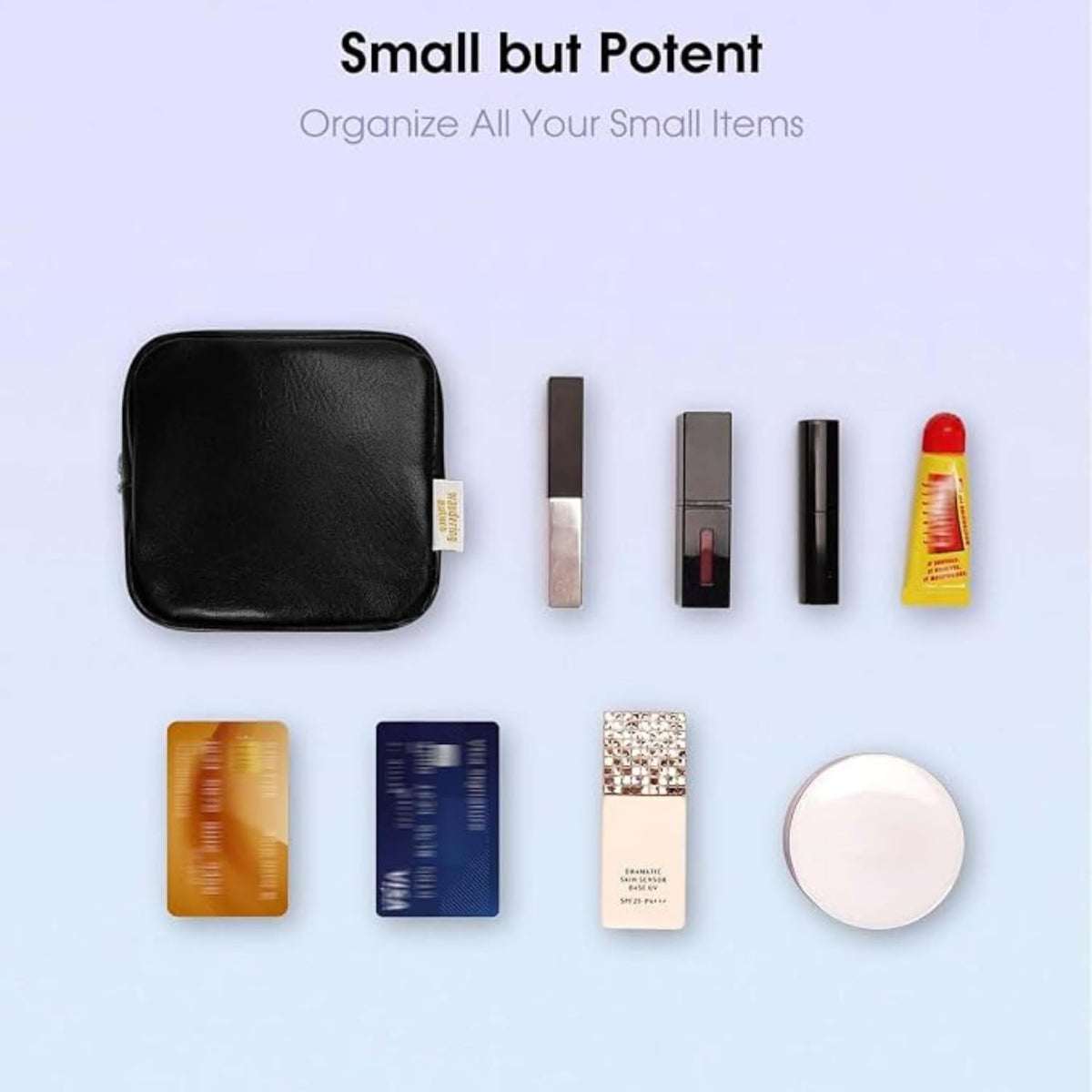 Small Makeup Bag for Purse, Mini Leather Period Bag & Feminine Hygiene Pouch
